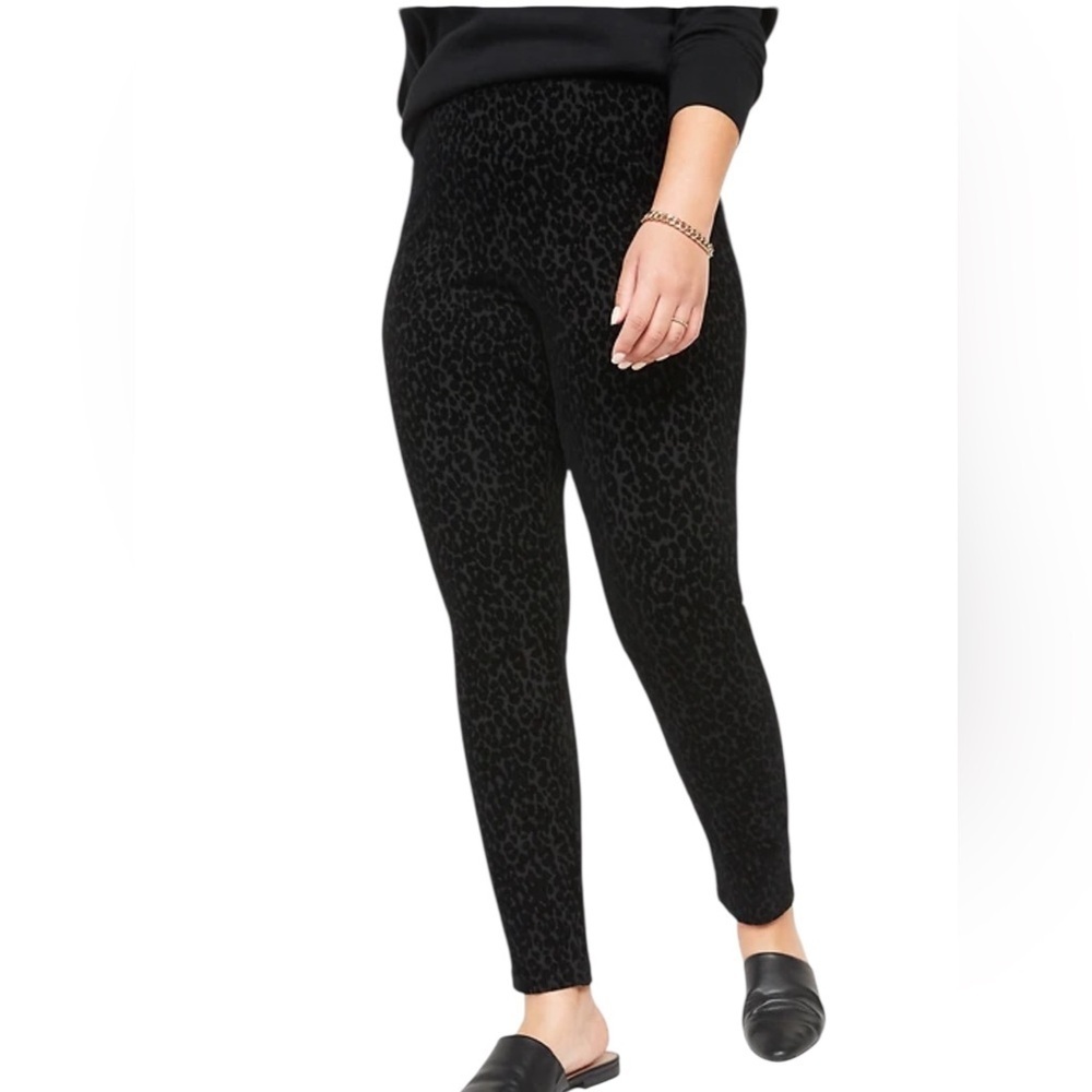Old Navy High Rise Stevie Black Velvet Leopard Print Women's Pants Casual XL